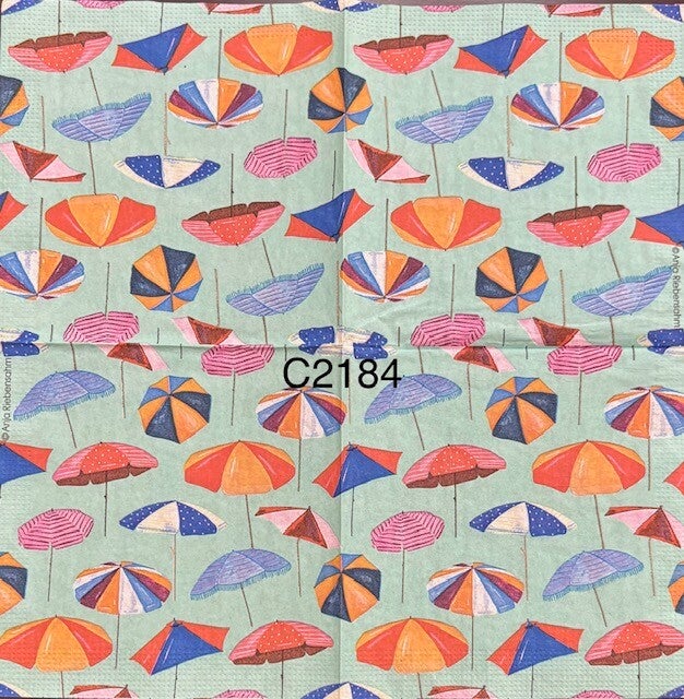 Beach (C2184) - Colorful Beach Umbrellas Background