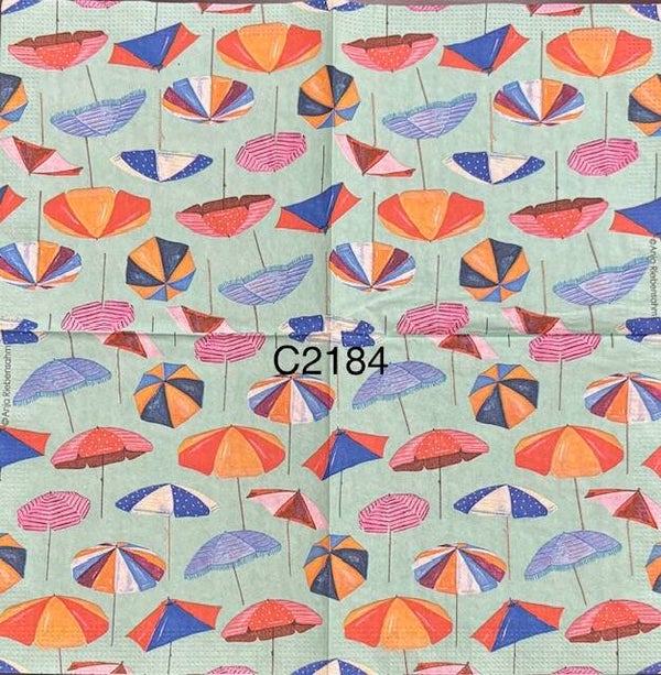 Beach (C2184) - Colorful Beach Umbrellas Background