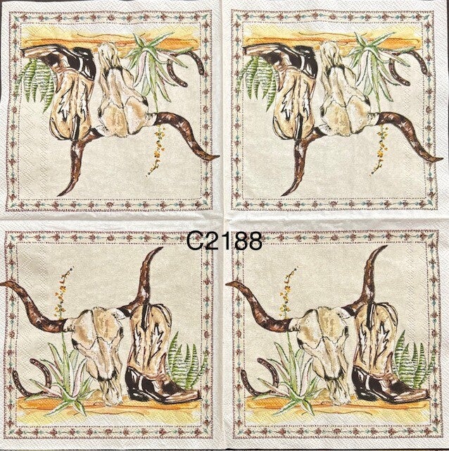 Clothing (C2188) - Cowboy Boot and Bull Skull