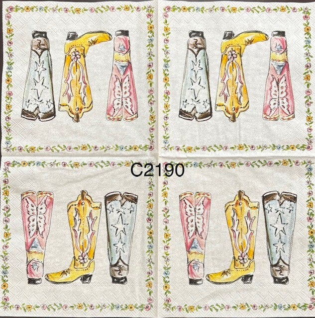 Clothing (C2190) - Cowboy Boots in Pink, Yellow, and Blue