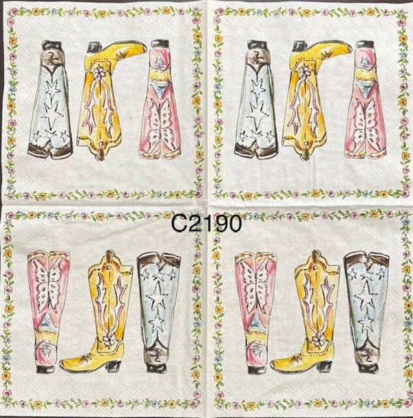 Clothing (C2190) - Cowboy Boots in Pink, Yellow, and Blue
