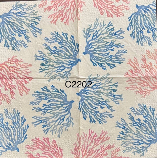 Beach (C2202) - Large Blue and Pink Coral Background