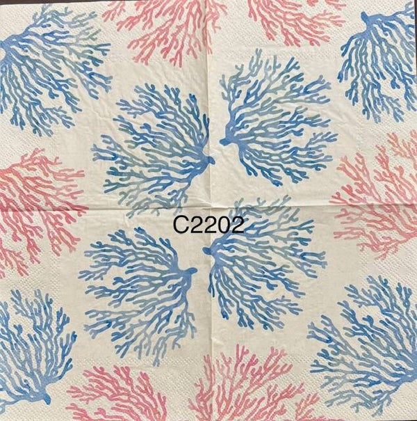 Beach (C2202) - Large Blue and Pink Coral Background