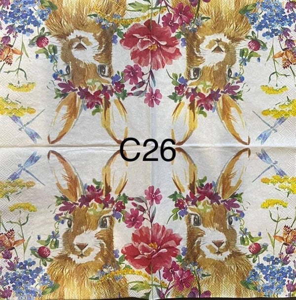 Easter (C26) - Bunny with Flowers on Head and Background