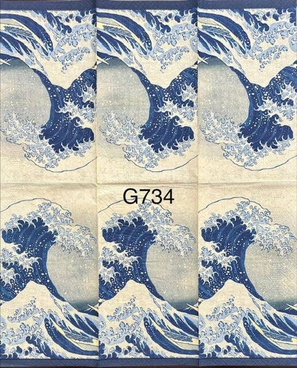 Beach (G734) - Large Wave in Blue and White