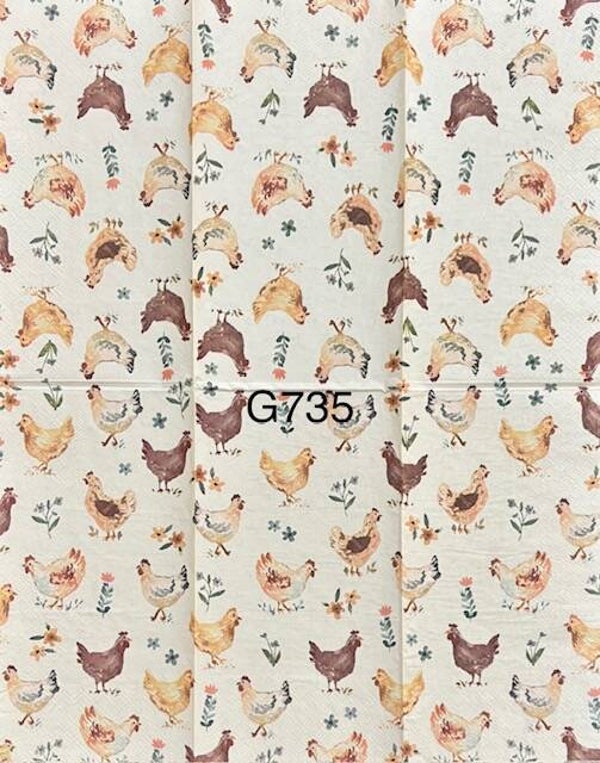 Chickens (G735) - Small Chickens Against a Cream Colored Background