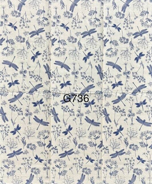 Animals (G736) - Blue and White Dragonflies Background