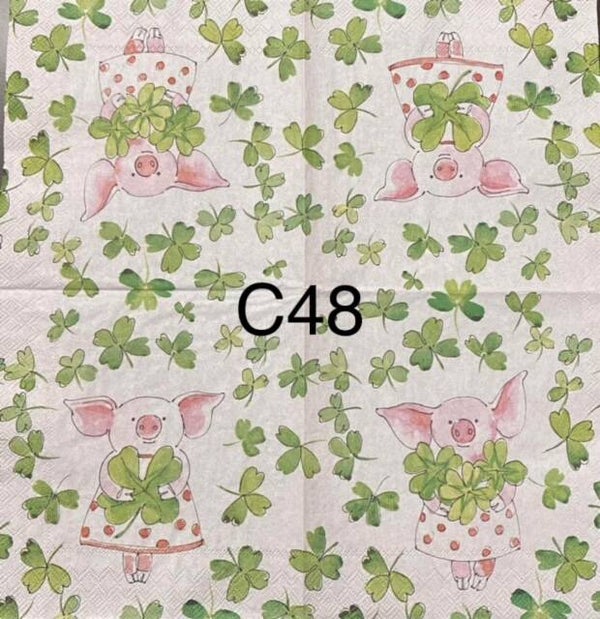 St. Patrick's Day (C48) - Pig with 4 Leaf Clover