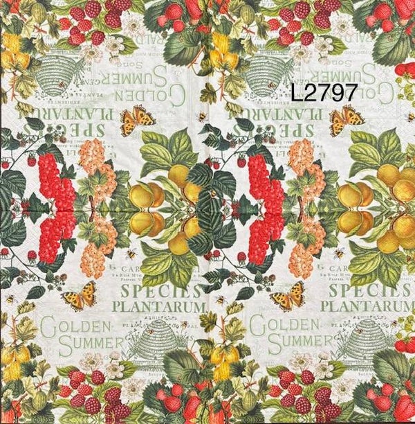 Fruits (L2797) - Lemons, Berries, Flowers, Butterflies and Bees