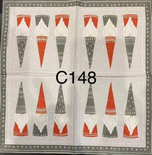 Gnomes (C148) - Three Christmas Gnomes with Pointed Hats