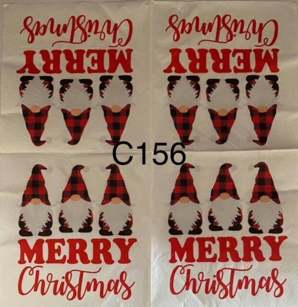 Gnomes (C156) - Three Christmas Gnomes with Check Hats