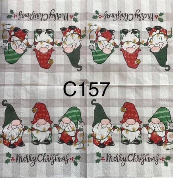 Gnomes (C157) - Three Christmas Gnomes Holding String of Lights