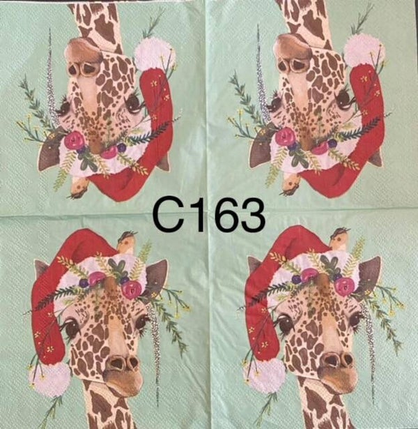Christmas (C163) - Giraffe with Christmas Hat