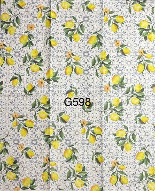 Fruits (G598) - Lemon Bunches on Blue and White Background