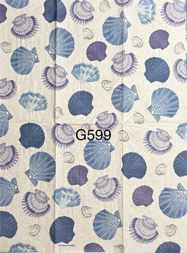 Beach (G599) - Bule and White Clams Wallpaper