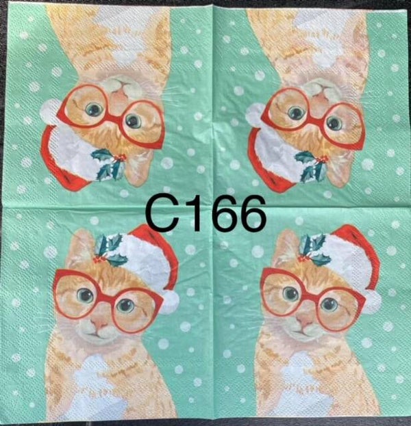 Cats (C166) - Cat with Christmas Hat