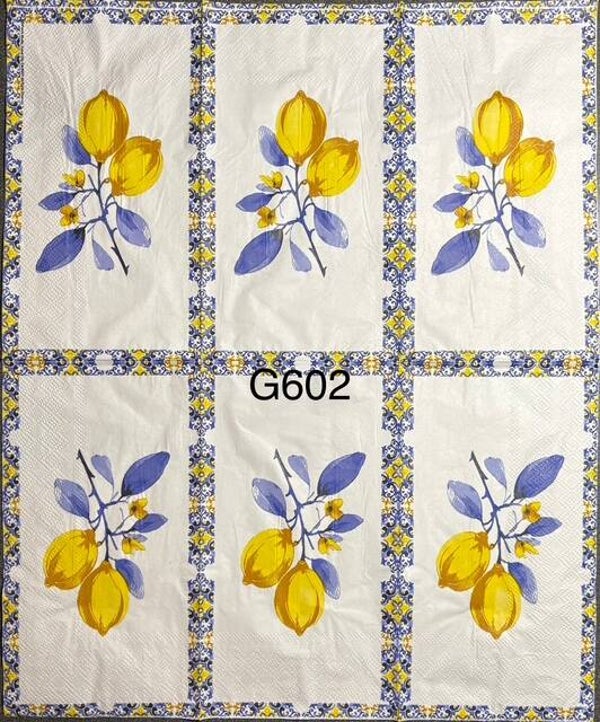 Fruits (G602) - Lemon Bunch with Blue Leaves