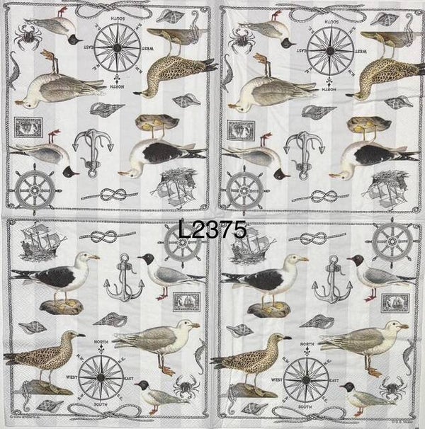 Beach (L2375) - Seaguls, Compass, Rope, Ship, Shells, Crabs, Seahorse, etc.