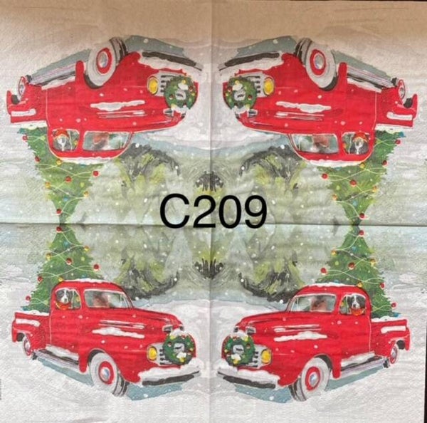 Christmas (C209) - Red Truck with Wreath in Front