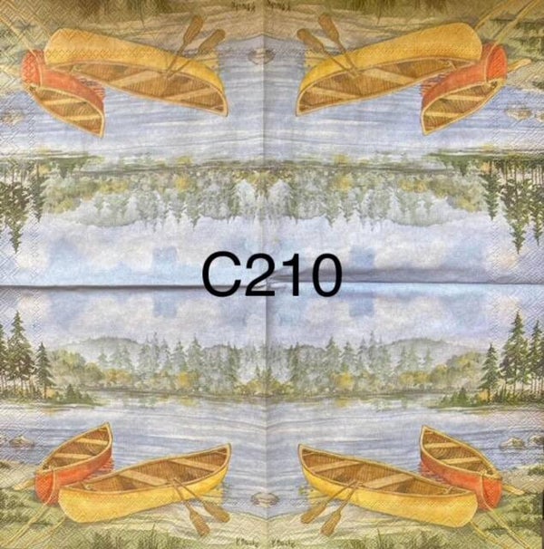 Lake (C210) - Canoes on Side of Bank