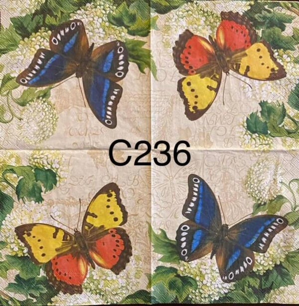 Butterflies (C236) - Two Blue and Two Orange/Yellow