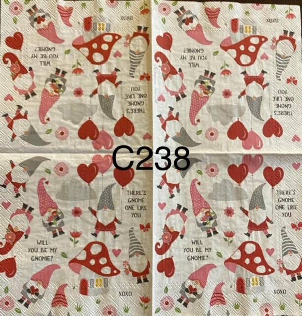 Gnomes (C238) - Valentines Gnomes with Mushrooms