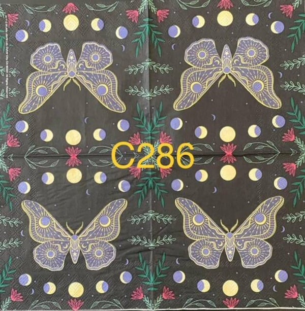 Butterflies (C286) - Blue Single with Moon Phases