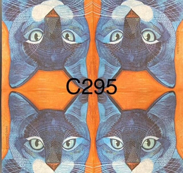 Cats (C295) - Indigo Blue Cat with Orange Background
