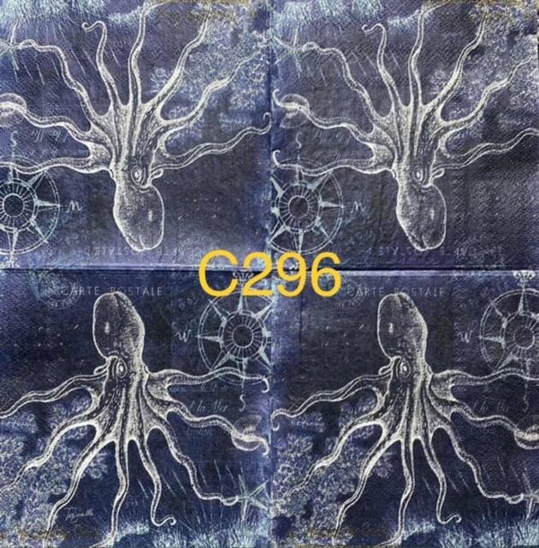 Beach (C296) - Blue and White Octopus