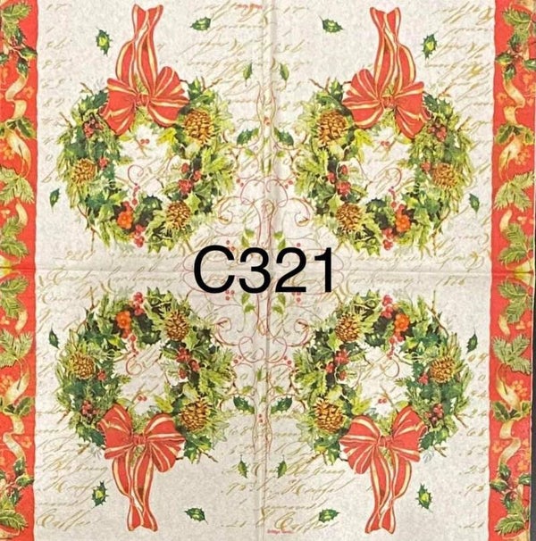 Christmas (C321) - Wreath with Red Ribbon