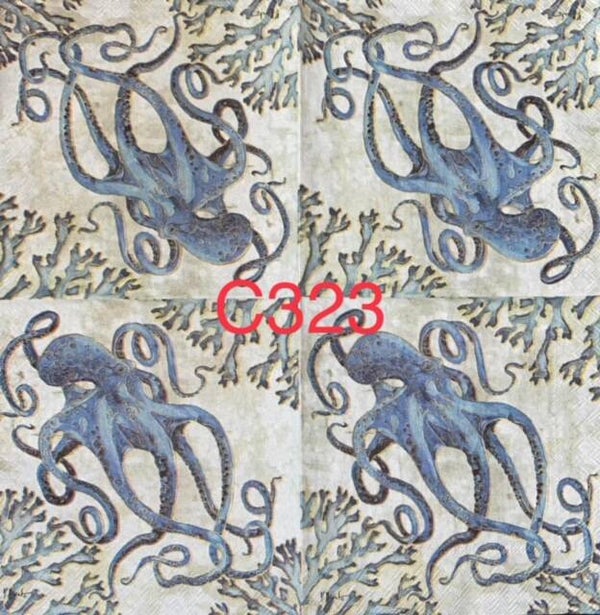 Beach (C323) - Blue Octopus with Coral
