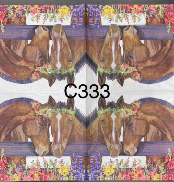 Horses (C333) - Two Horses with Flower Headpieces