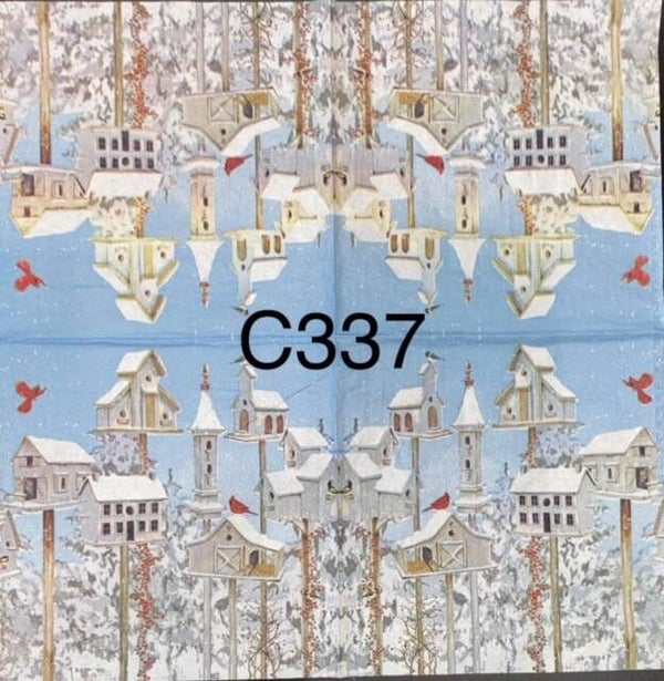 Birds (C337) - White Birdhouses with Cardinals