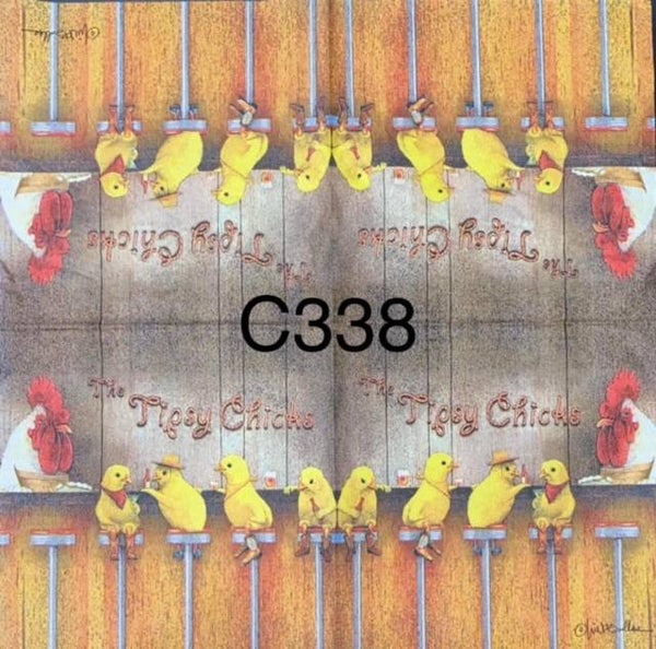 Birds (C338) - Rooster and Chicks at Bar