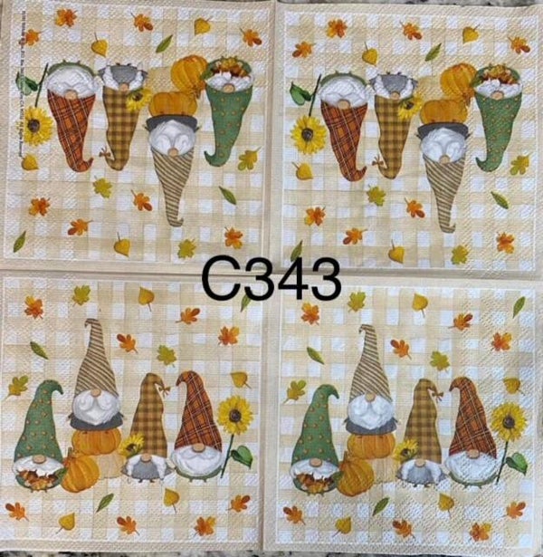 Gnomes (C343) - Four Gnomes with Leaves Falling
