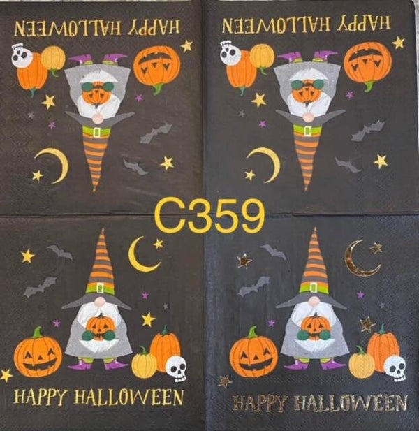 Gnomes (C359) - Gnome with Witch Hat and Pumpkins