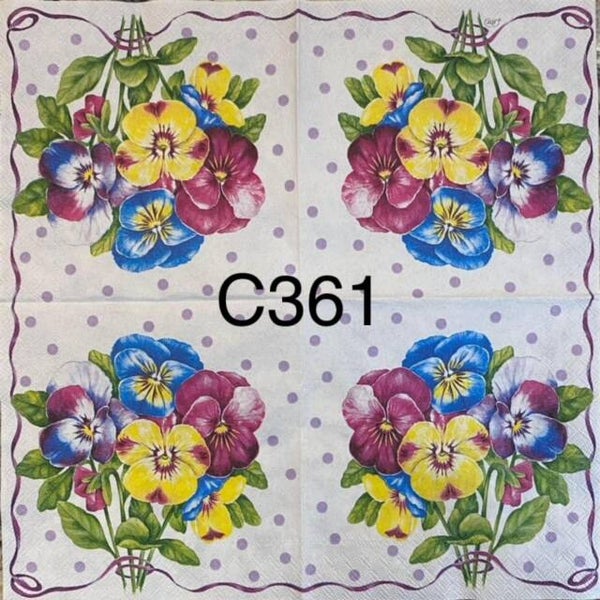 Flowers (C361) - Purple, Blue, Yellow, Burgundy Flower Bunch