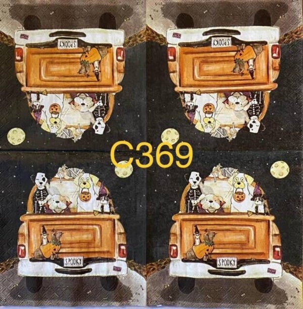 Dogs (C369) - Orange Truck with Dogs in Costumes - Halloween