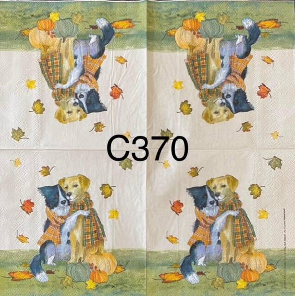 Dogs (C370) - Two Autumn Dogs Hugging
