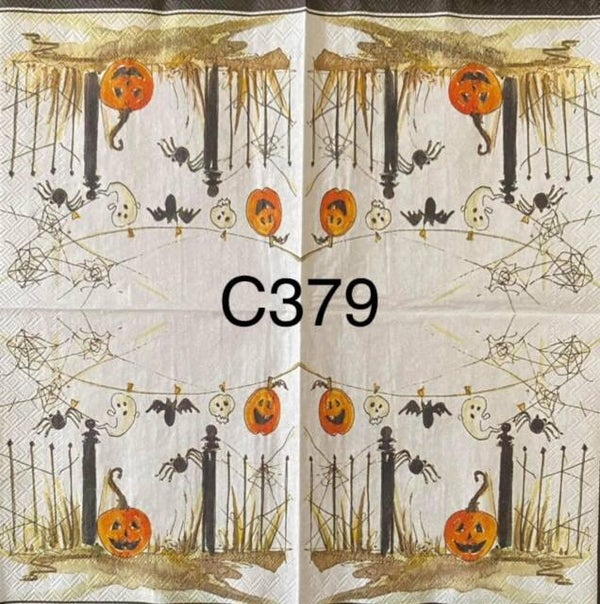 Halloween (C379) - Fence with Bats and Pumpkin