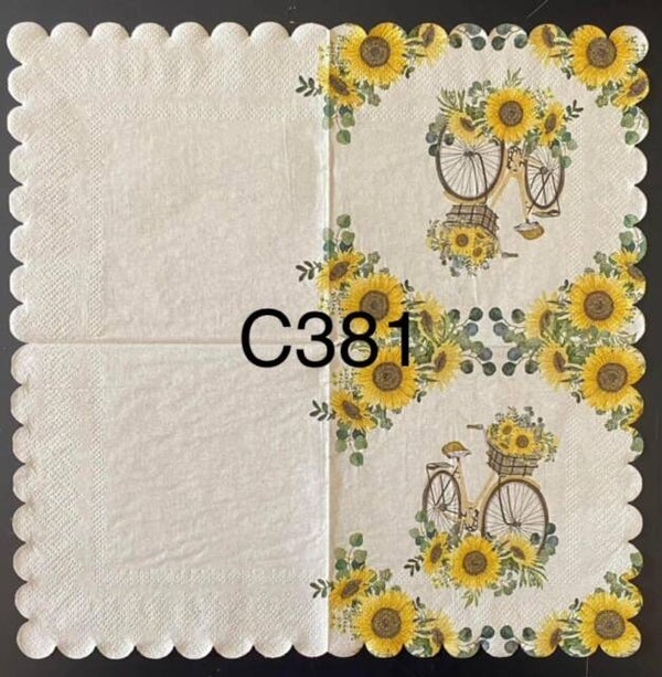 Sunflowers (C381) - Bike with Sunflowers in Basket and Corners