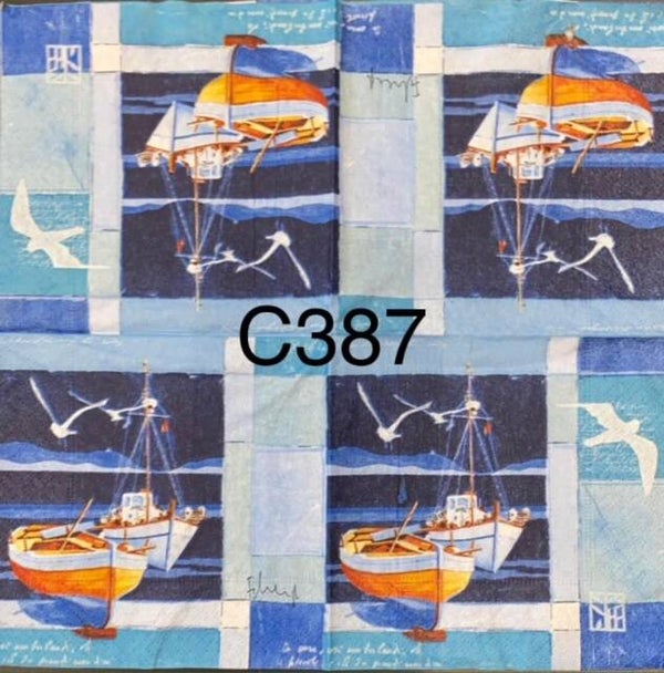 Beach (C387) - Two Boats and Seaguls