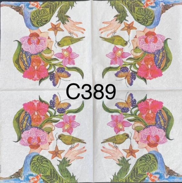 People (C389) - Woman with Butterflies and Flowers