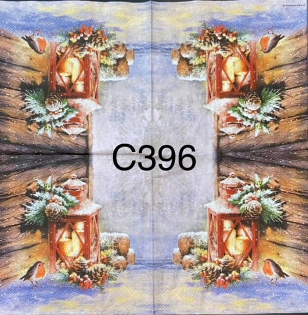 Christmas (C396) - Lantern with Pine and Pinecones