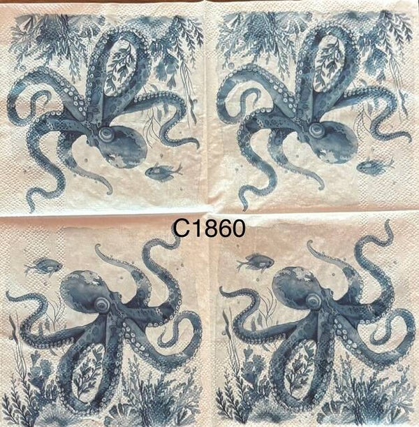Beach (C1860) - Octopus and Small Fish