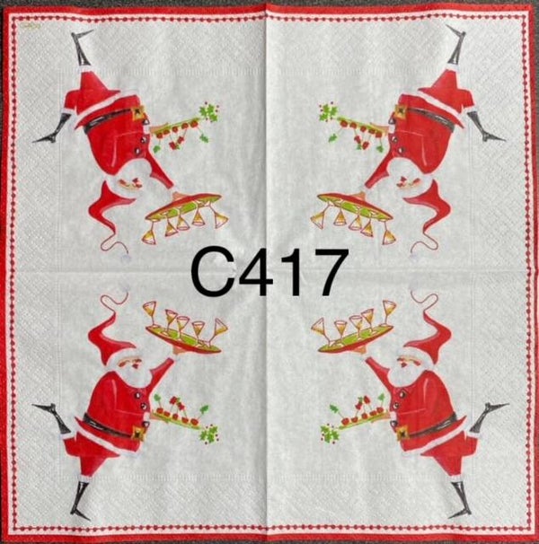 Christmas (C417) - Santa Holding Drink Tray