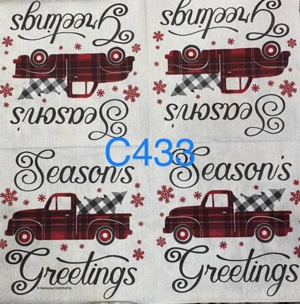 Christmas (C433) - Season's Greetings Red Plaid Truck