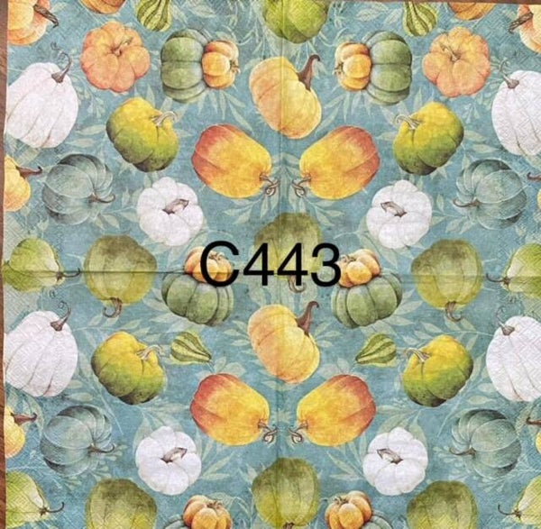 Fall (C443) - Pumpkins in Green, White, Orange