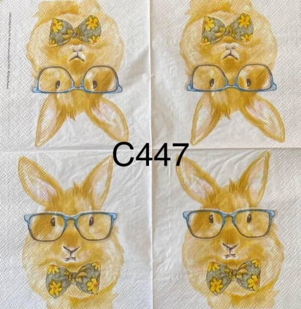 Easter (C447) - Bunny with Glasses and Sunflower Bowtie