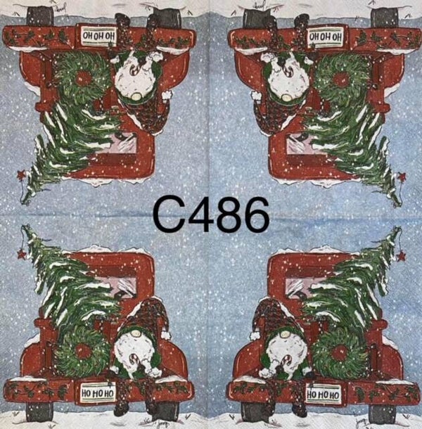 Gnomes (C486) - Red Truck with Gnome and Tree in Trunk